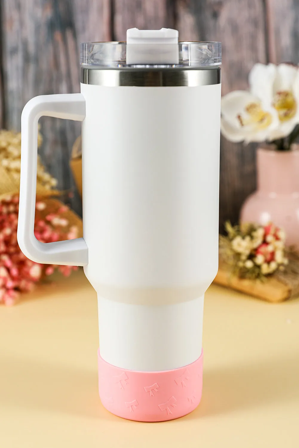 Pink Bowknot Decor Food Grade Silicone Cap Sleeve