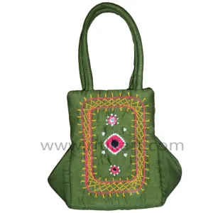 Pipili Hand Made fancy Ladies green Bag with Mobile holder