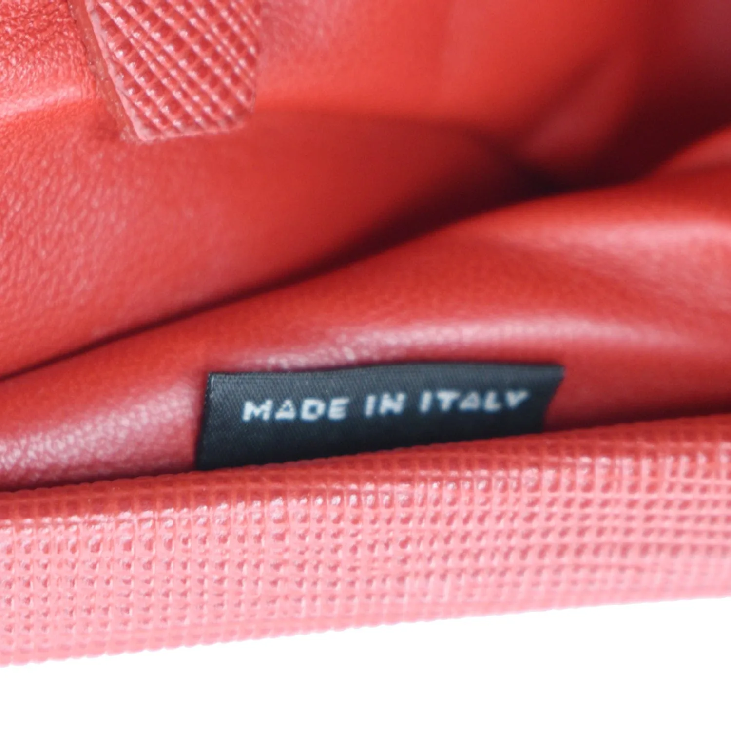 PRADA East-West Frame Saffiano Leather Clutch Bag Red