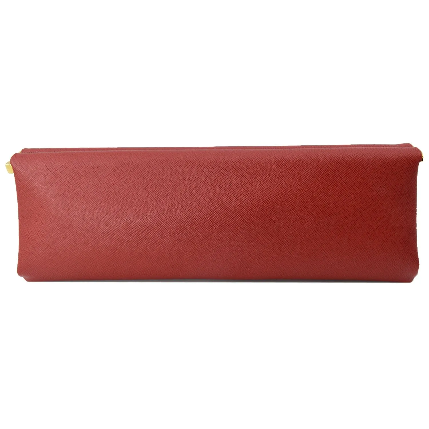 PRADA East-West Frame Saffiano Leather Clutch Bag Red
