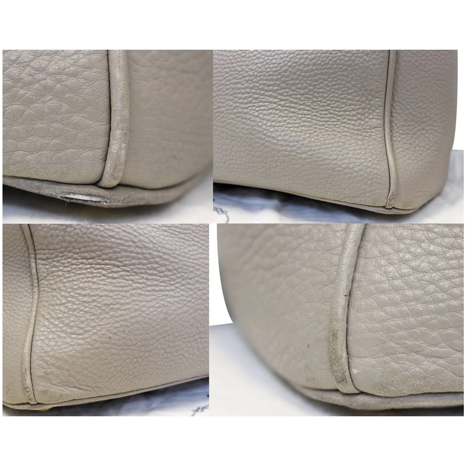PRADA Pebbled Leather Large Tote Bag Grey