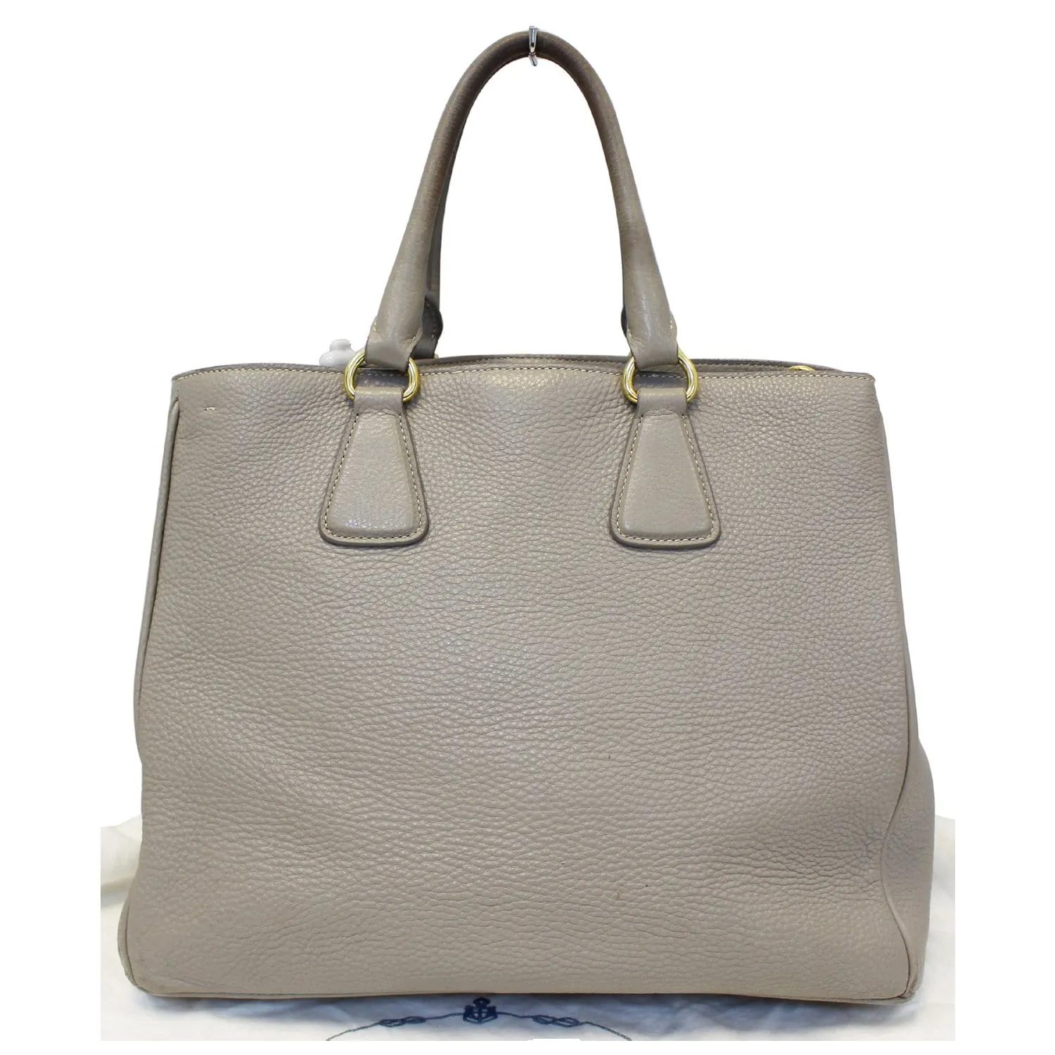 PRADA Pebbled Leather Large Tote Bag Grey