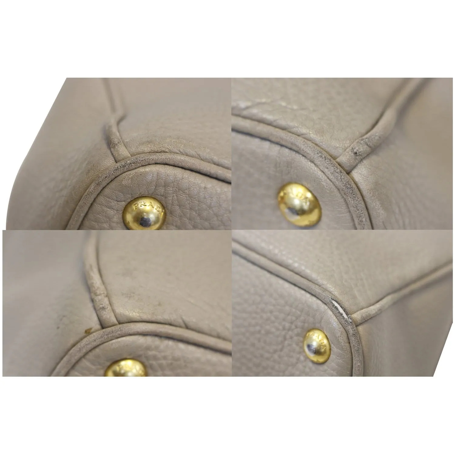 PRADA Pebbled Leather Large Tote Bag Grey