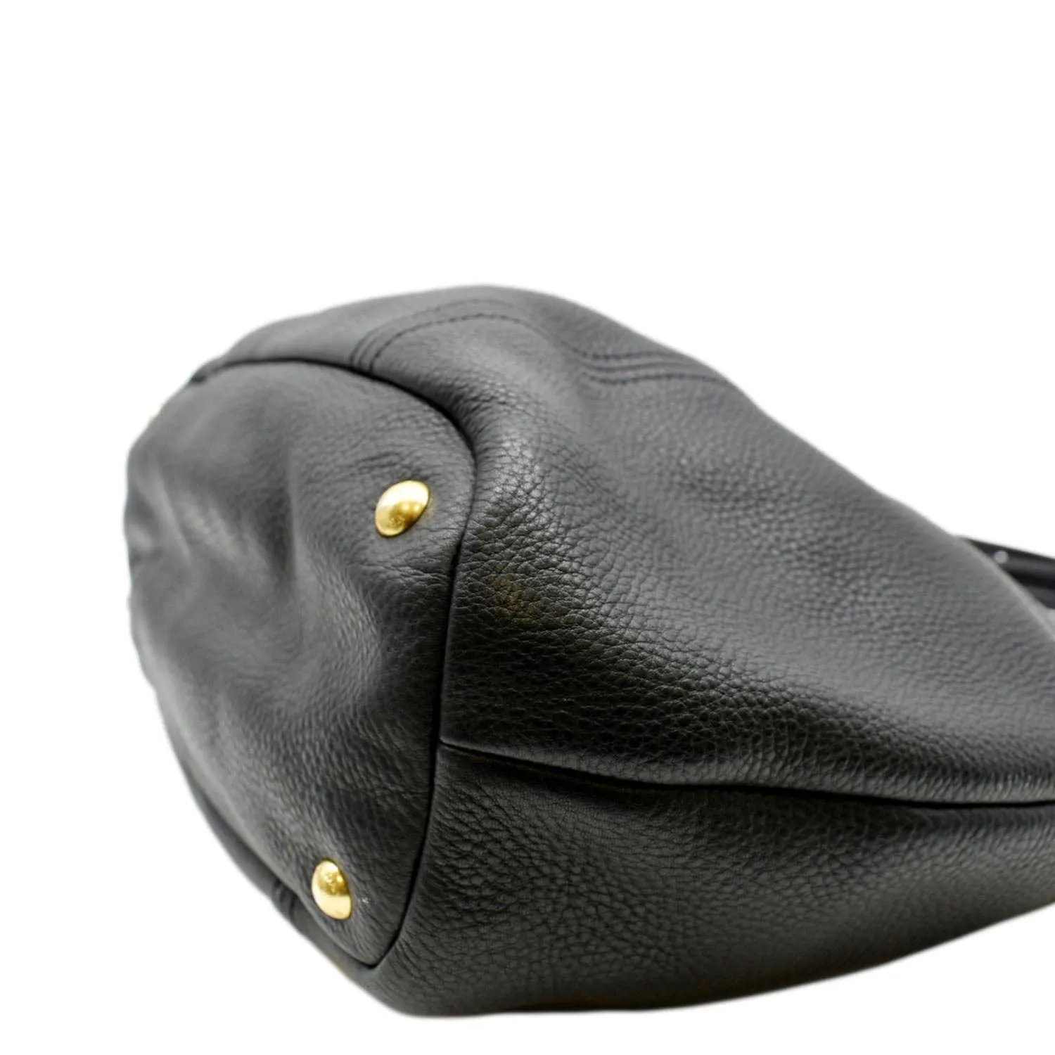 PRADA Vitello Daino Large leather Tote Shoulder Bag Black