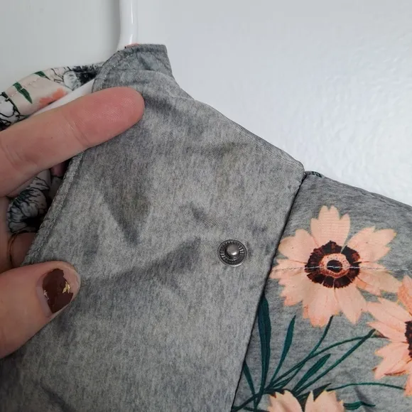 Pure   Good Anthropologie Grey Multicolor Floral Duck Down Puffer Vest Size S