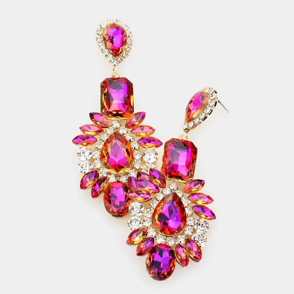 Purple Crystal Multi Stone Chandelier Earrings | 491856