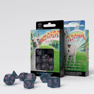Q-Workshop Sparkling Llama Dice Set: Blue & Pink