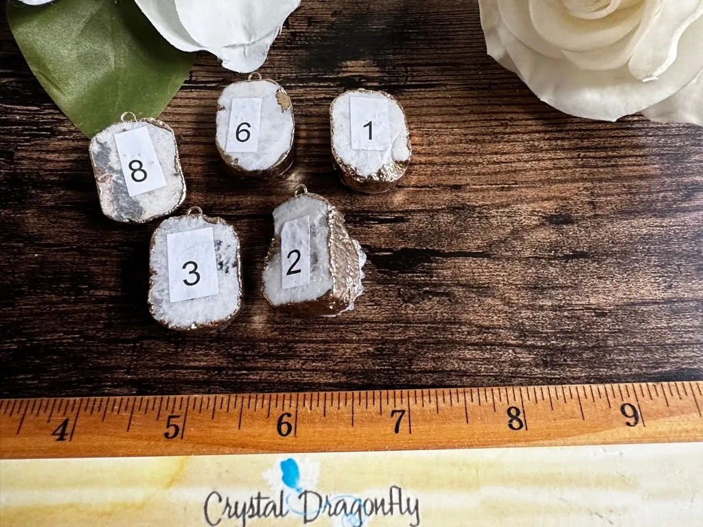 Quartz / Agate Drusy Rimmed Cabochons with hooks FB2250