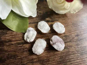 Quartz / Agate Drusy Rimmed Cabochons with hooks FB2250