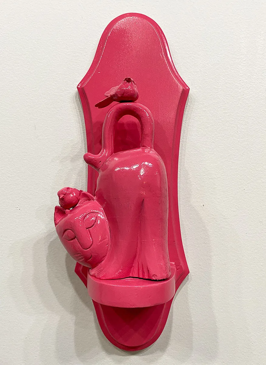 "Hot Pink Cat" Shelfie by Ann Baer