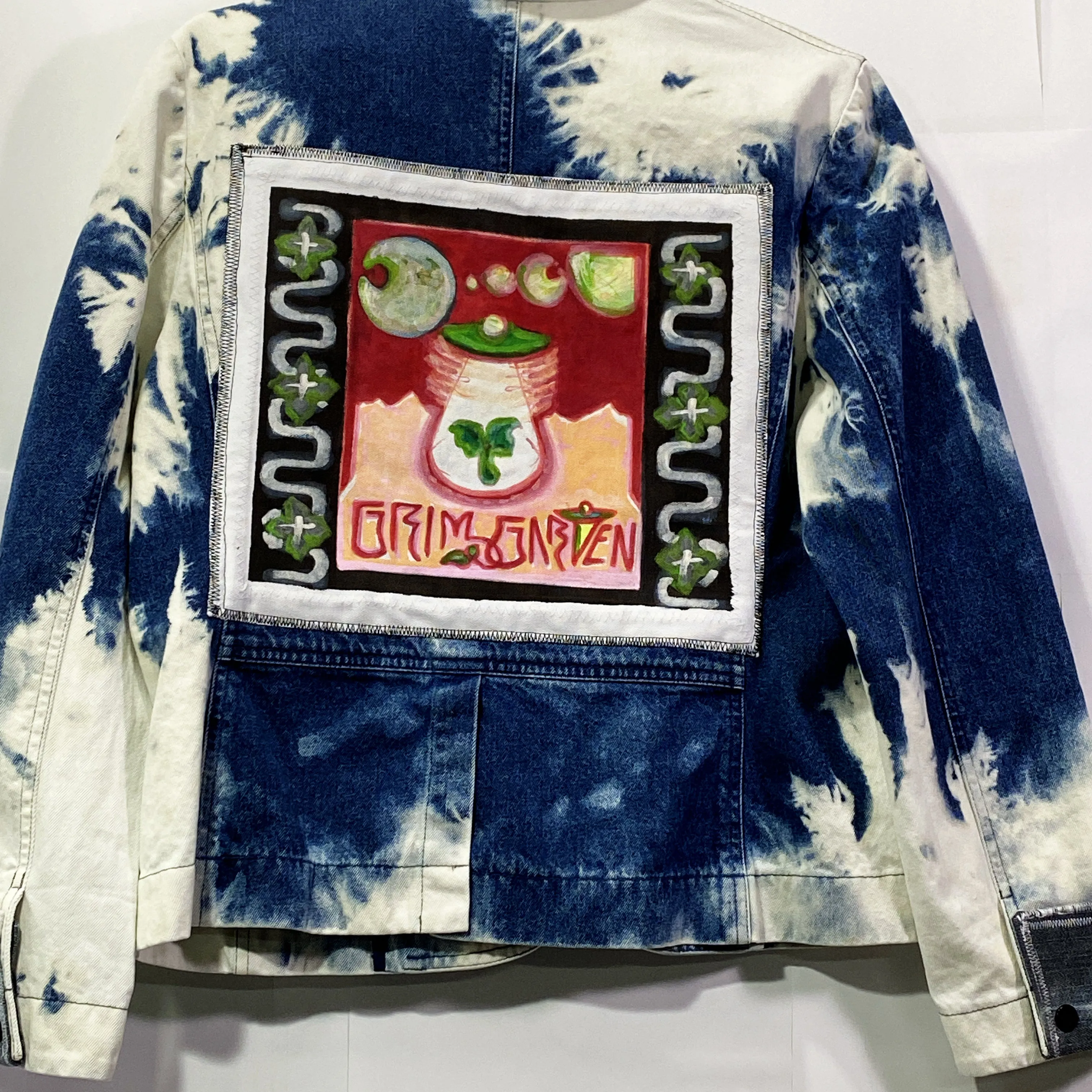 "ZombieGirl" Bleached/Dyed Denim Jacket (Size Small)