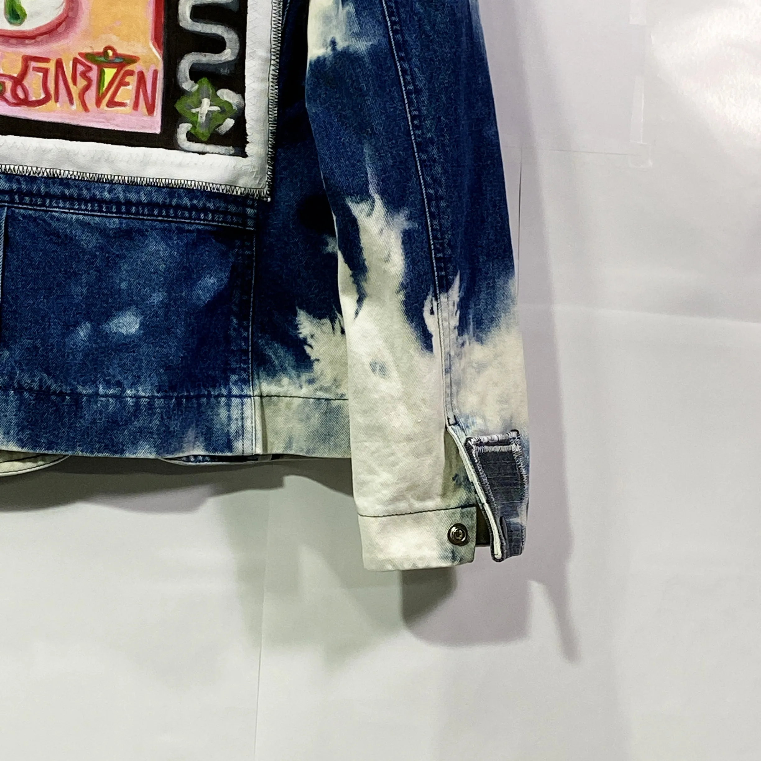 "ZombieGirl" Bleached/Dyed Denim Jacket (Size Small)