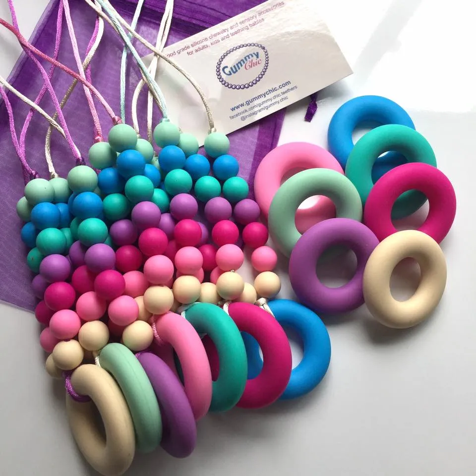 Rainbow Ring Silicone Necklace for Kids - Gummy Chic Chewable Jewelry