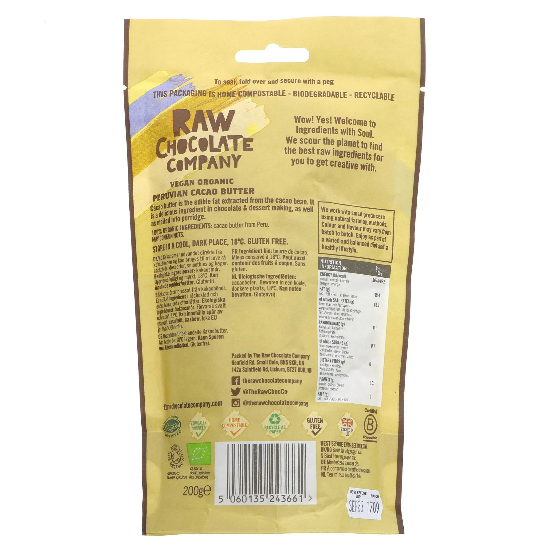 Raw Chocolate Company | Cacao Butter Buttons | 200G