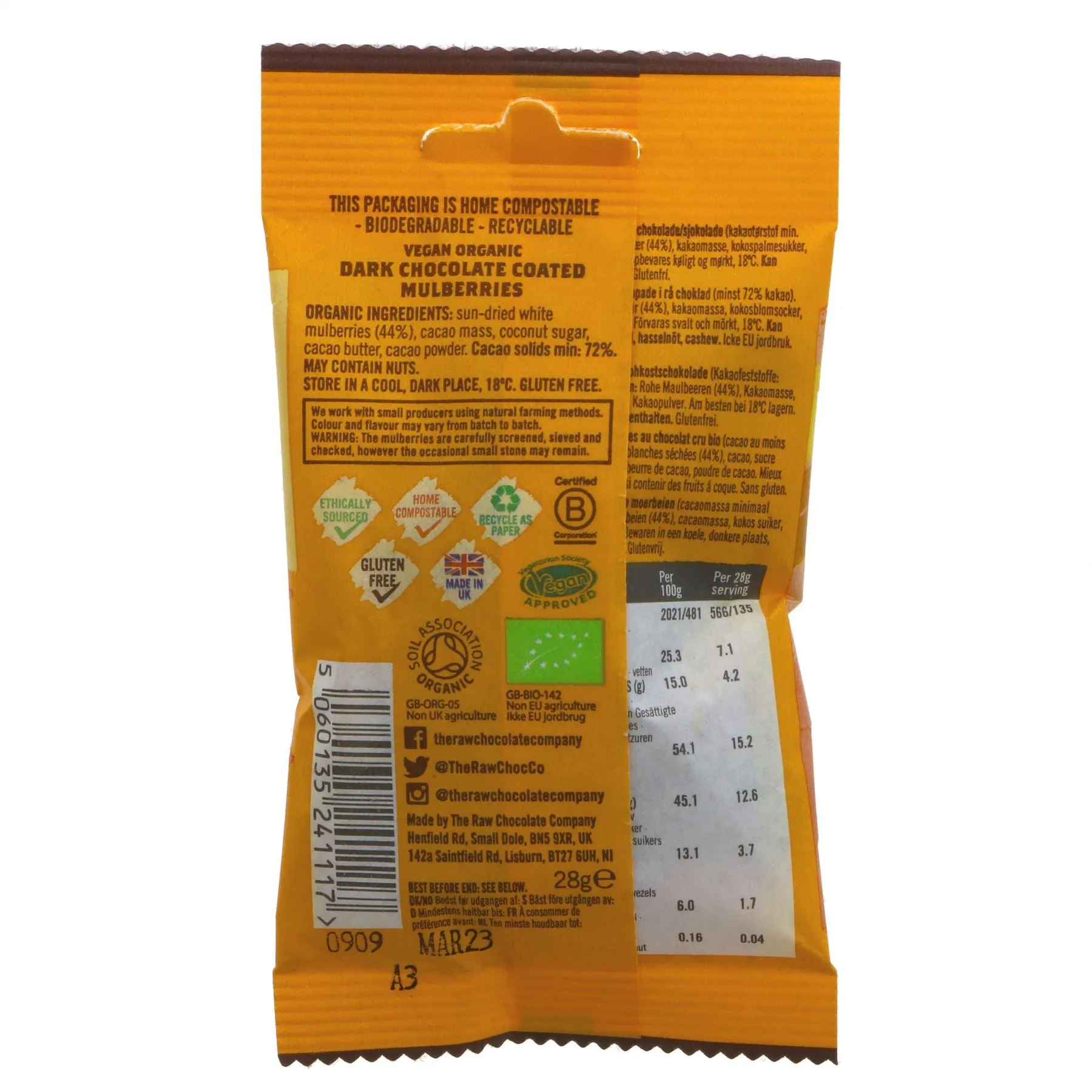 Raw Chocolate Company | Mulberries - Snack Pack | 28G