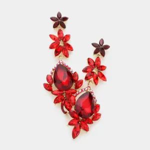 Red Crystal Dangle Pageant Earrings | Prom Earrings | 437478