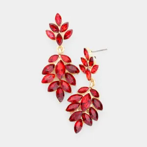 Red Crystal Marquise Stone Drop Dangle Earrings | Prom Earrings | 434230