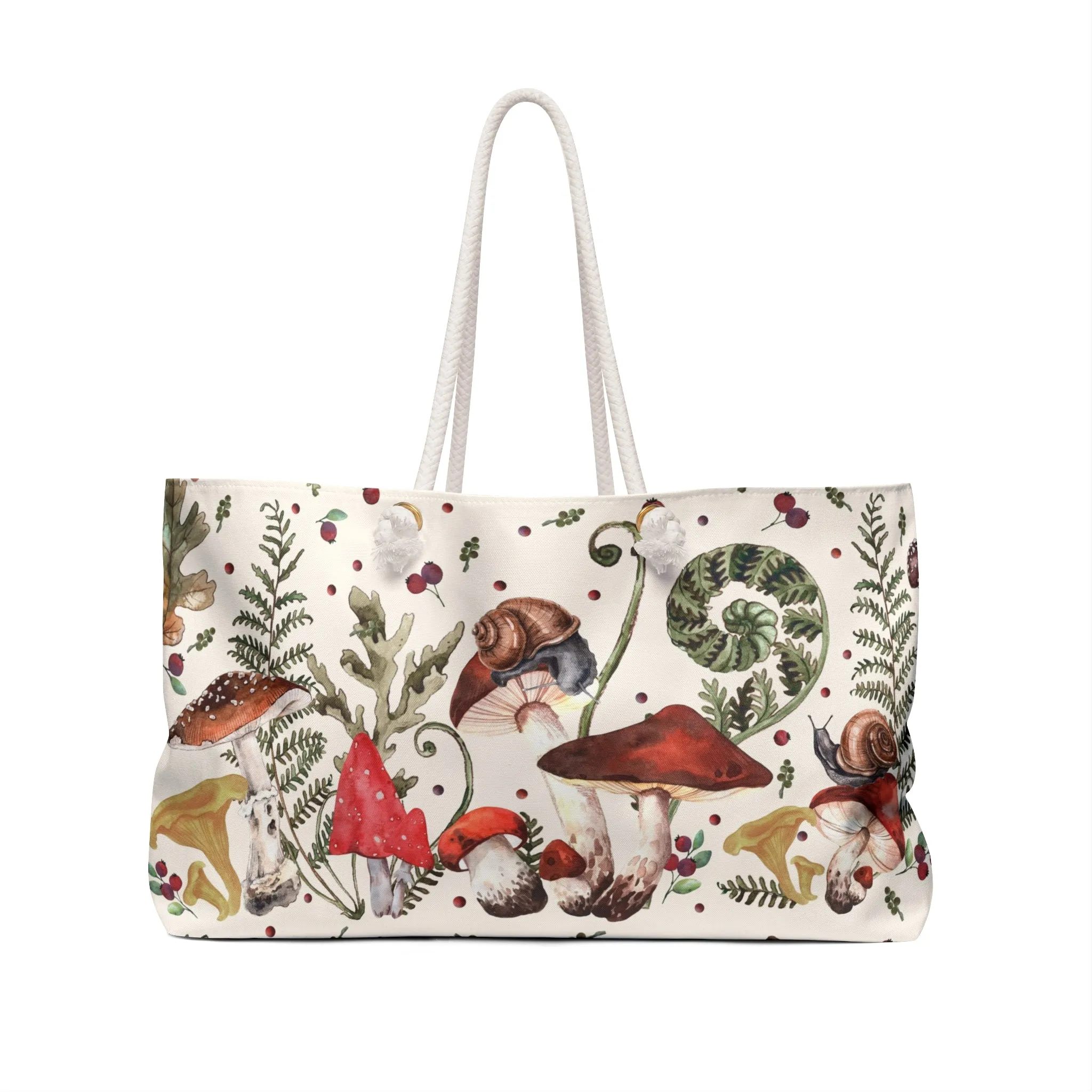 Red Mushrooms Weekender Bag, Light