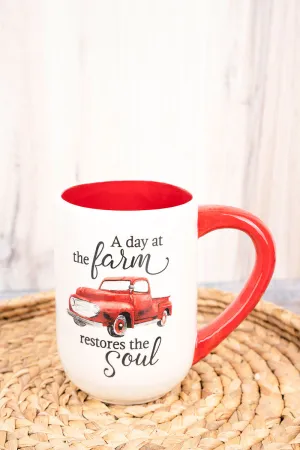 Restores The Soul Red Farm Truck Ceramic Mug