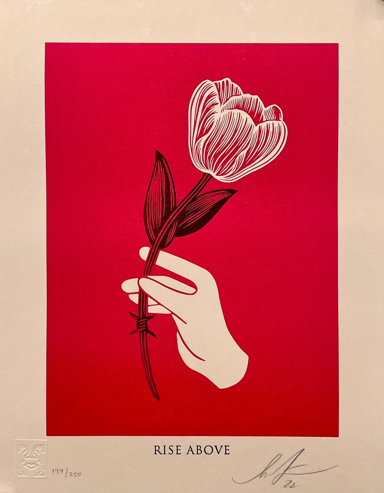 Rise Above Barbwire Flower (Red)