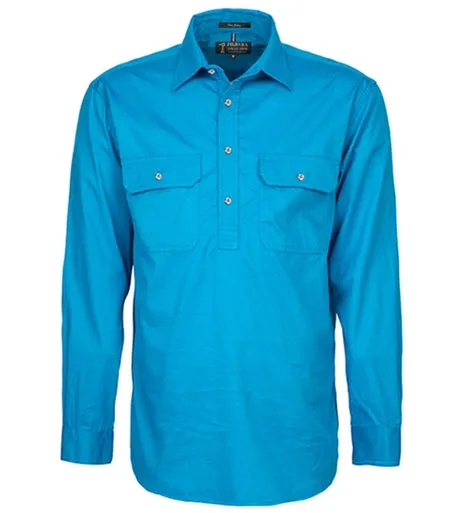 Ritemate Mens Closed Front Long Sleeve Shirt - Azure