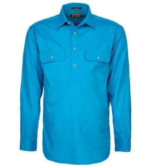 Ritemate Mens Closed Front Long Sleeve Shirt - Azure