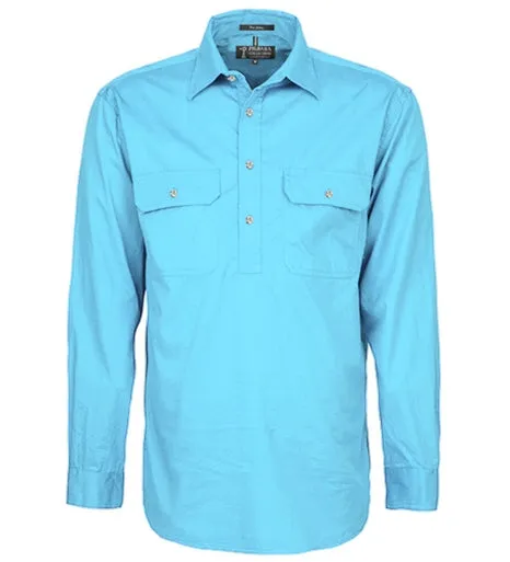 Ritemate Men's Closed Front Long Sleeve Shirt - Cornflower