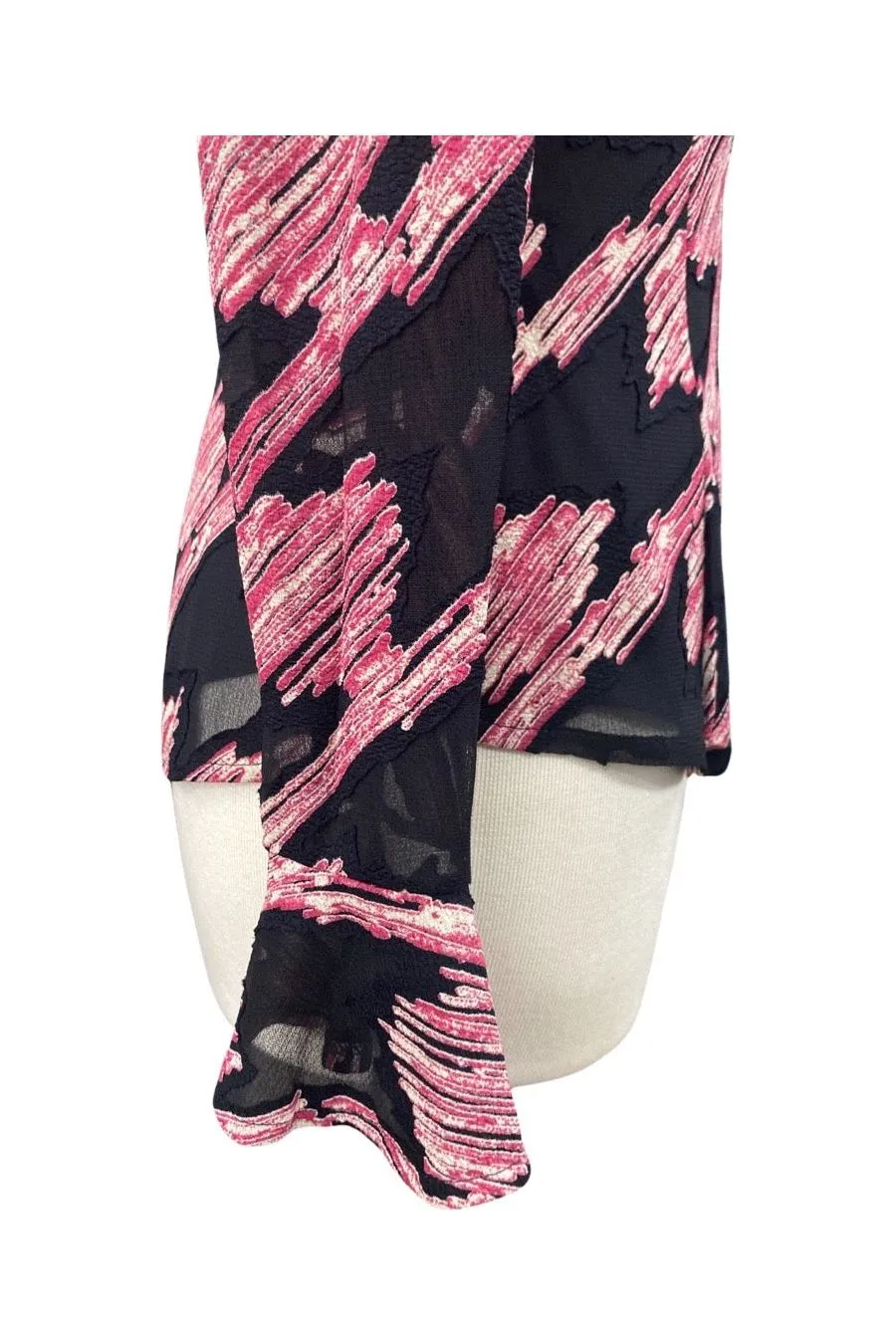 Ruby Bell Sleeves Luxurious Black and Taupe Burnout Fabric Top