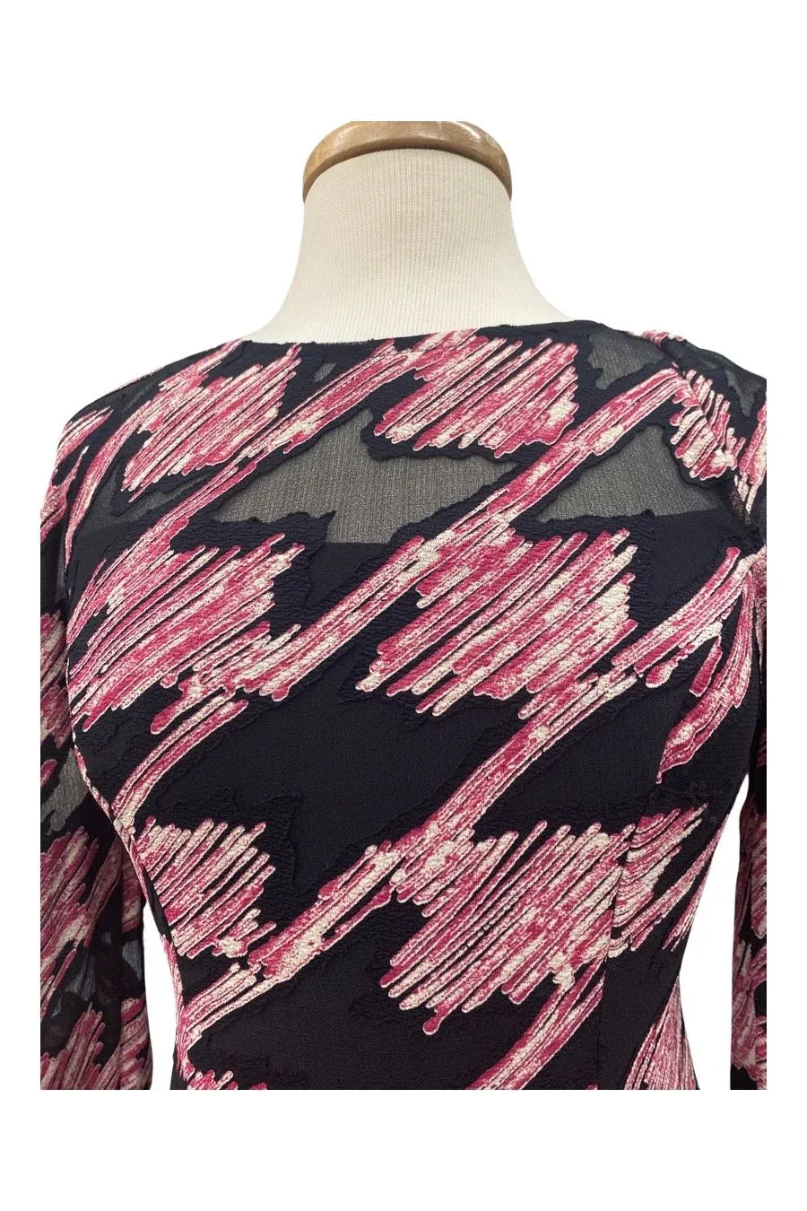 Ruby Bell Sleeves Luxurious Black and Taupe Burnout Fabric Top