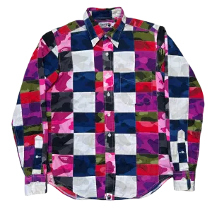 [S] Bape Crazy Camo Checker Button Up