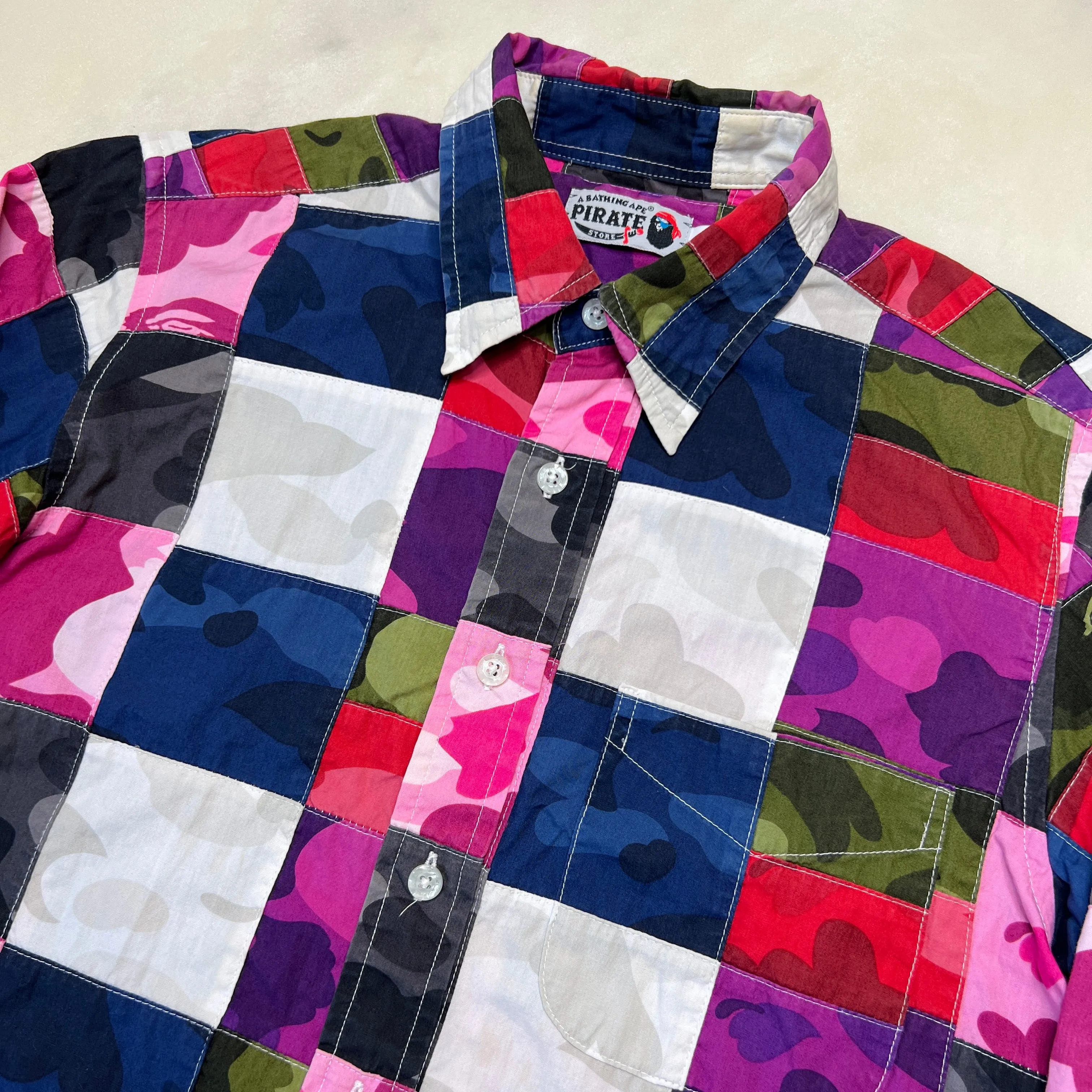 [S] Bape Crazy Camo Checker Button Up
