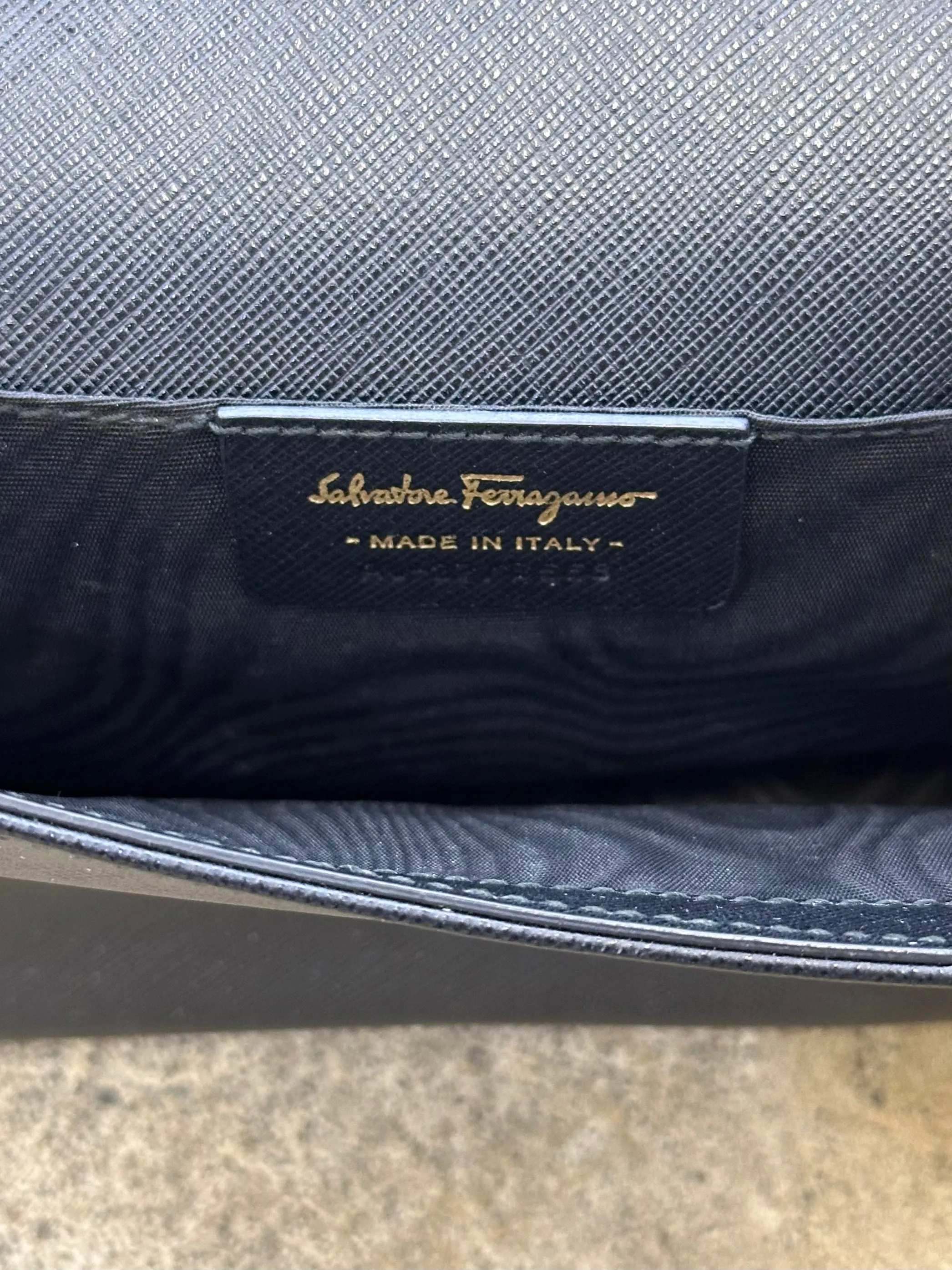 Salvatore Ferragamo Vara Leather Bow & Chain Crossbody Bag