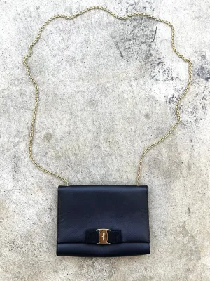 Salvatore Ferragamo Vara Leather Bow & Chain Crossbody Bag