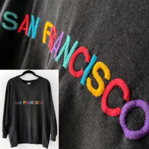 San Francisco Vintage HRLA rainbow embroidered sweatshirt made in USA