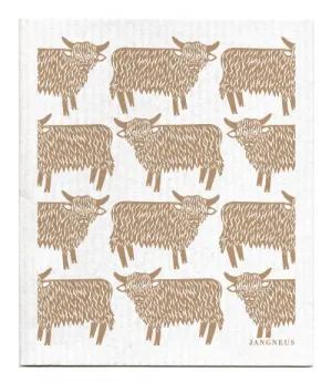 Sand Highland Cow Dishcloth