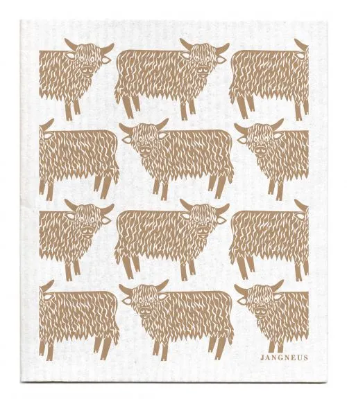 Sand Highland Cow Dishcloth