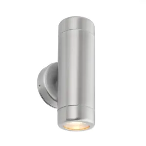 Saxby ST5008S Odyssey 2lt wall IP65 7W Brushed stainless steel & clear glass 2 x 7W LED GU10 (Required)