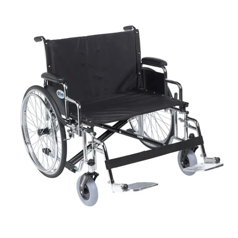 Sentra EC Heavy Duty Extra Wide Wheelchair, Detachable Desk Arms, Swing away Footrests, 28" Seat - 1 Each