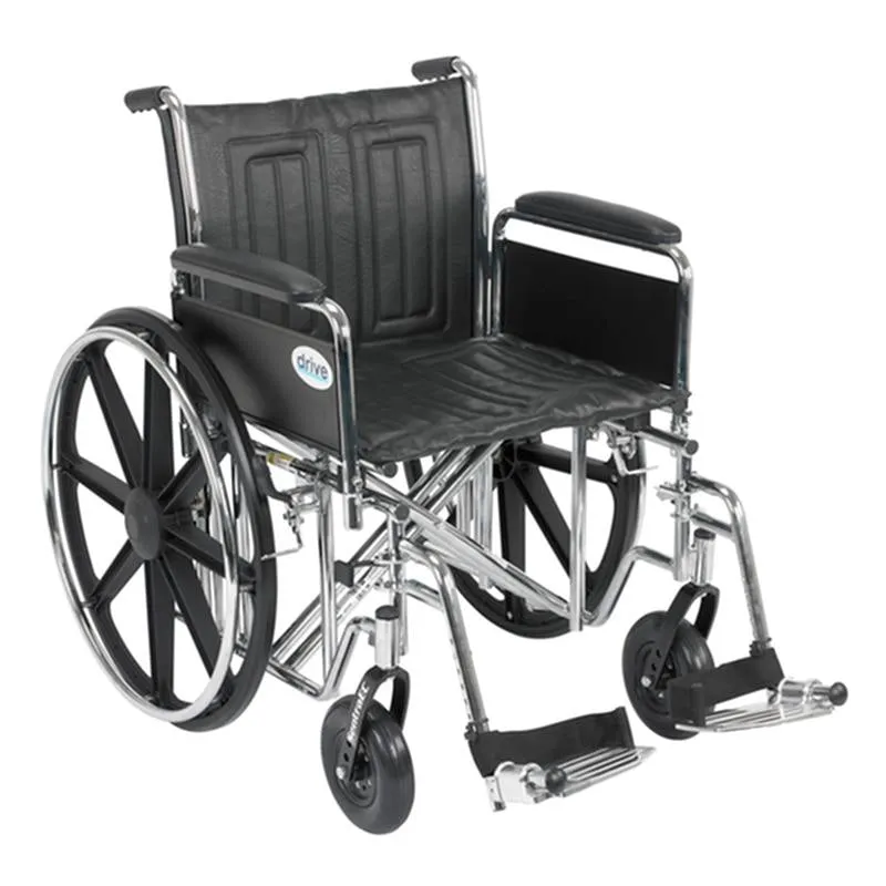 Sentra EC Heavy Duty Wheelchair, Detachable Full Arms, Swing away Footrests, 20" Seat - 1 Each