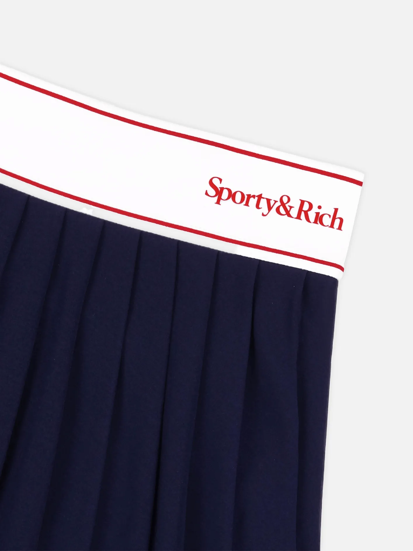 Serif Logo Pleated Skirt - Navy/White/Bright Red