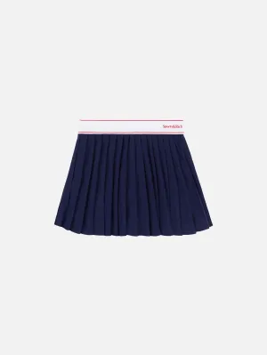 Serif Logo Pleated Skirt - Navy/White/Bright Red