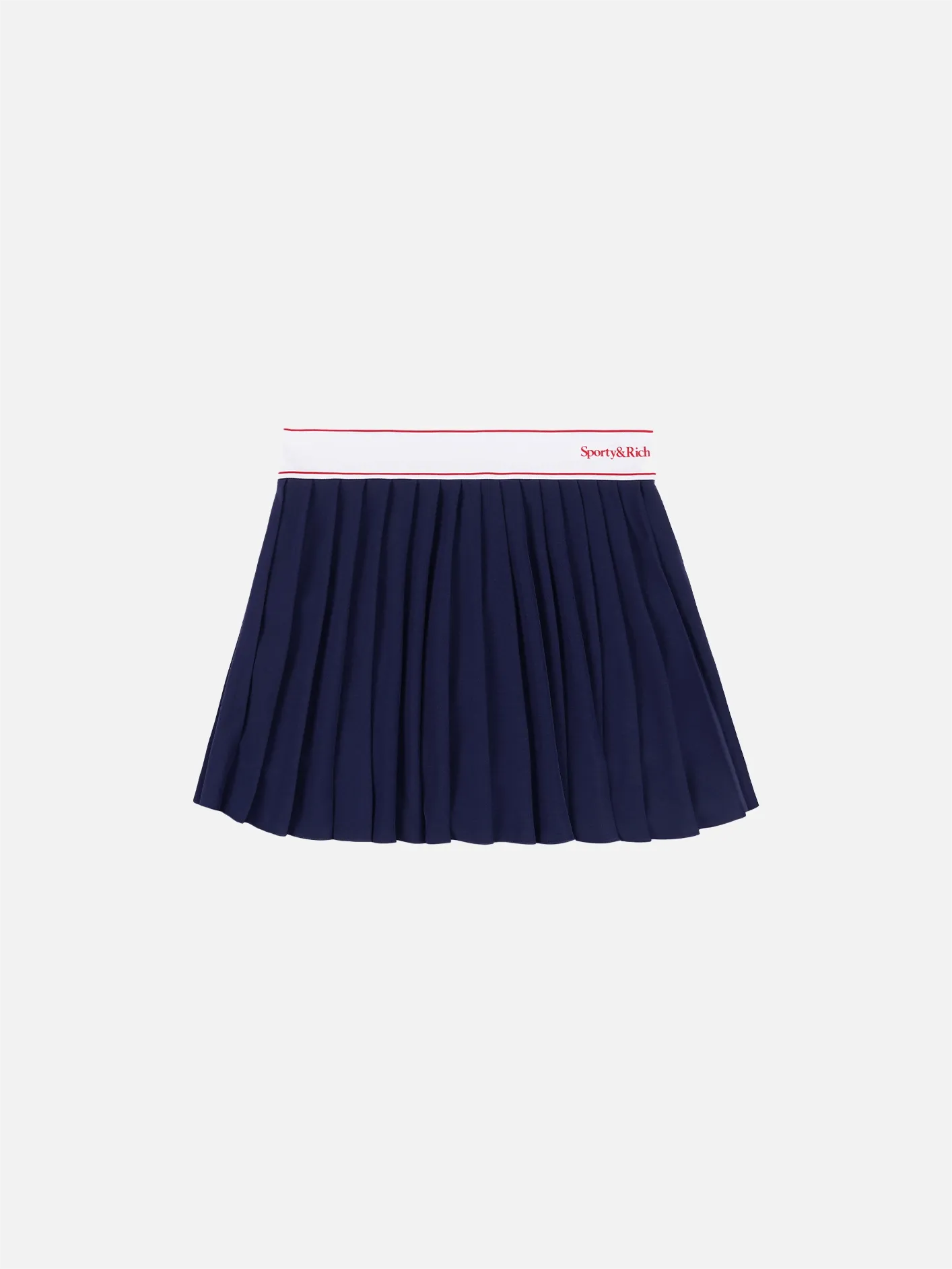 Serif Logo Pleated Skirt - Navy/White/Bright Red