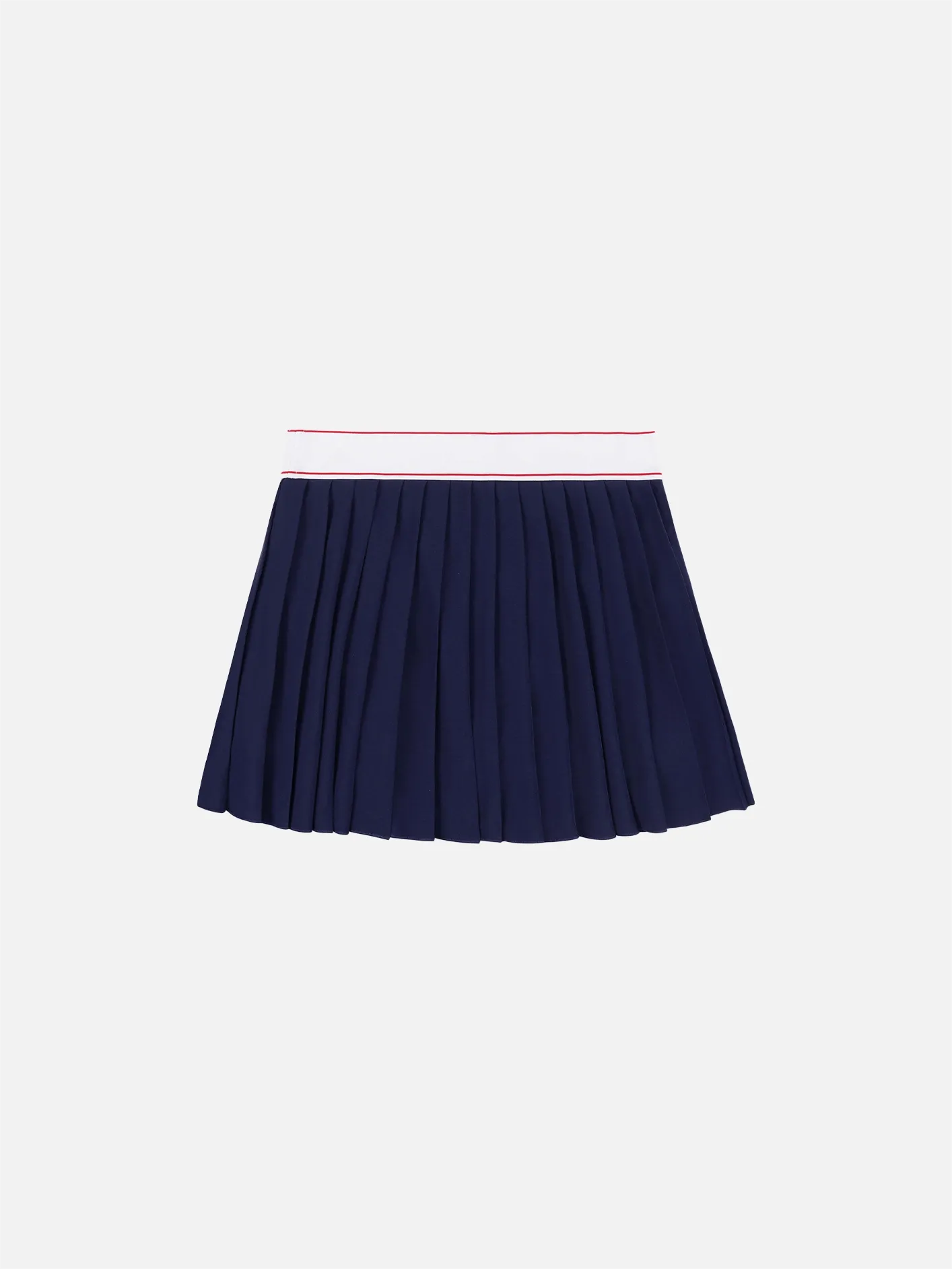 Serif Logo Pleated Skirt - Navy/White/Bright Red