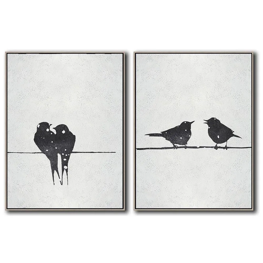 Set of 2 Minimal Bird Art S160