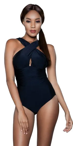 Sexy Hailey Wide Crossover Strap Ruched Swimsuit