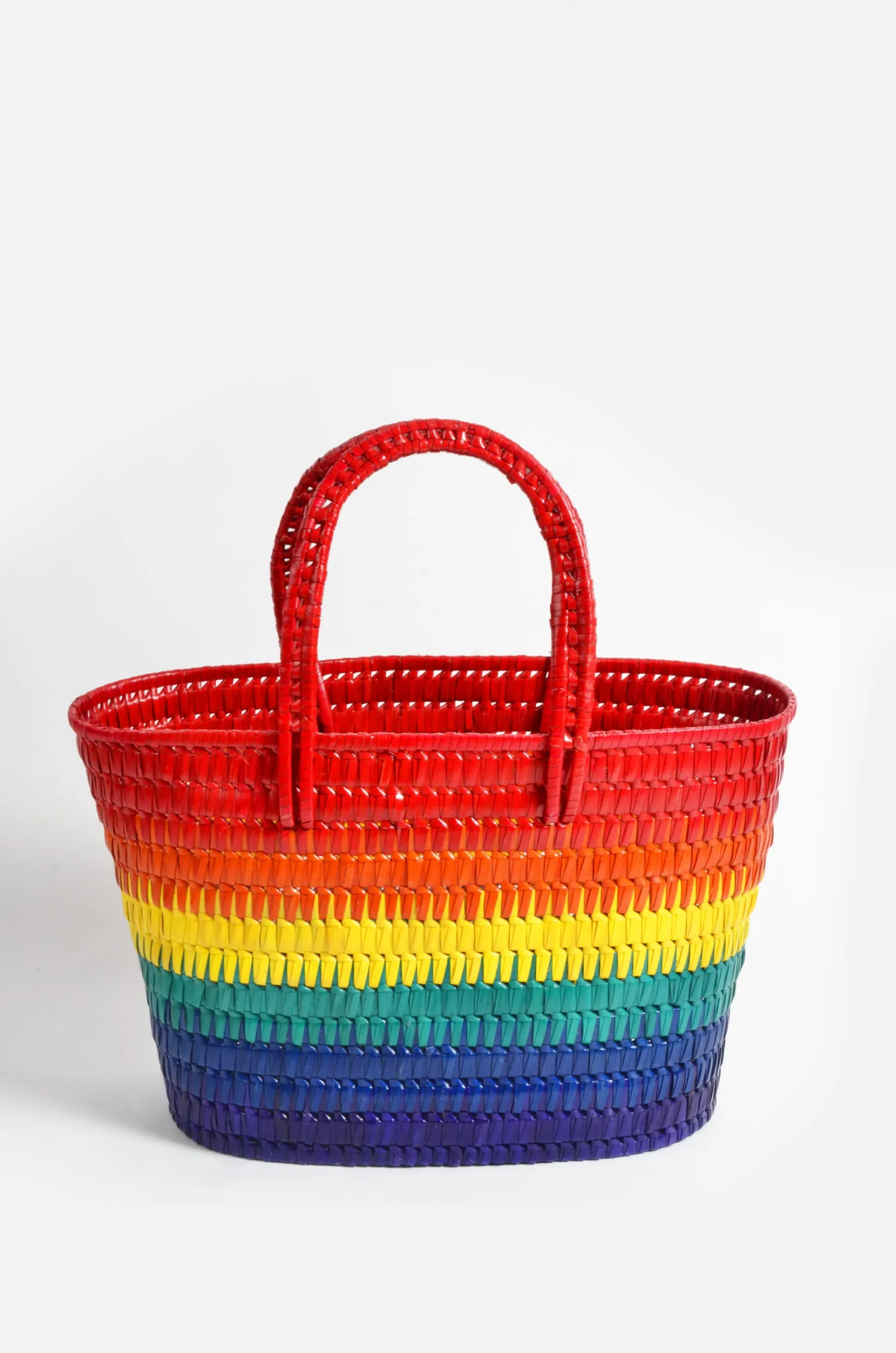 Shopper in Pride Colors, Natural Sundried - Palmera Leaf, Lacquer Finish