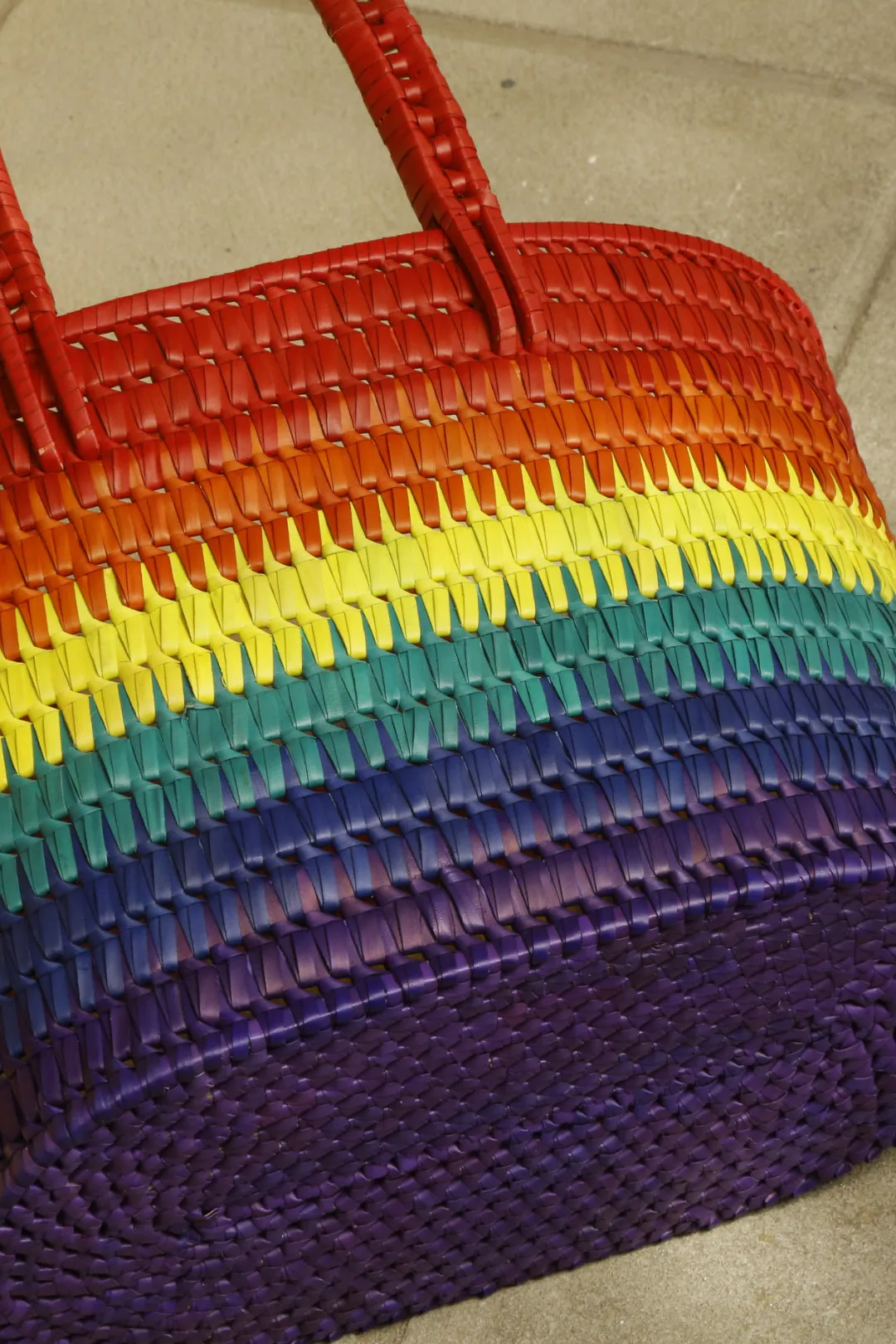 Shopper in Pride Colors, Natural Sundried - Palmera Leaf, Lacquer Finish
