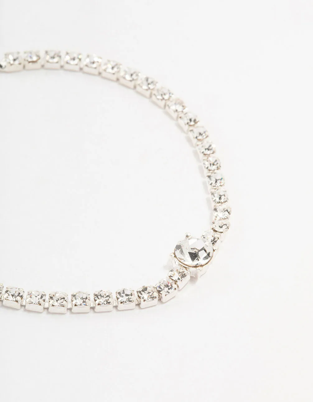 Silver Cup Chain Czech Crystal Toggle Bracelet