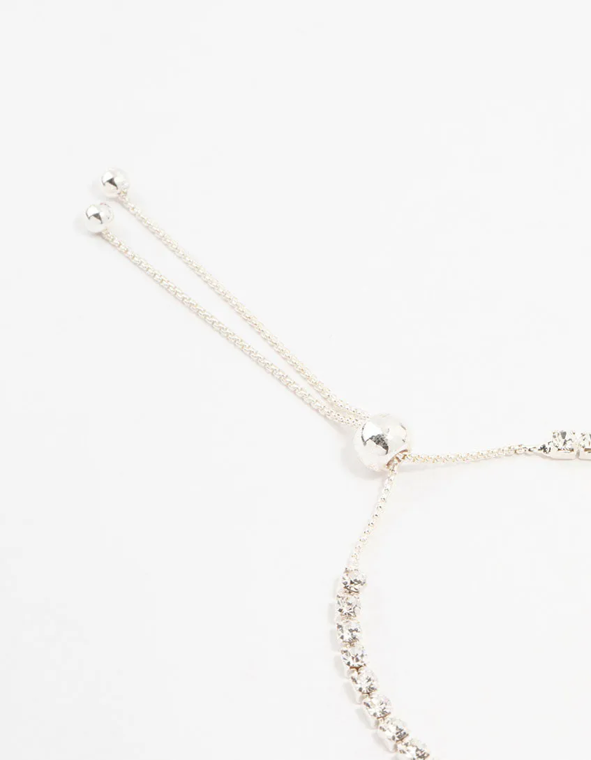 Silver Cup Chain Czech Crystal Toggle Bracelet