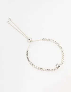 Silver Cup Chain Czech Crystal Toggle Bracelet